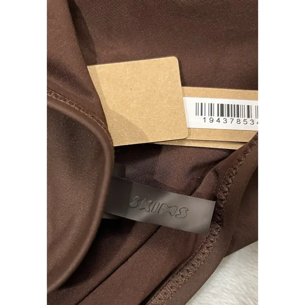 Skims Recycled Swim Lace Up String Monokini 4X Rich Cocoa Brown OP-BRF-2794 NEW